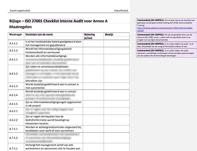 ISO 27001 Checklist Interne Audit - Advisera