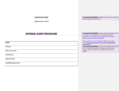 Internal Audit Procedure - Advisera