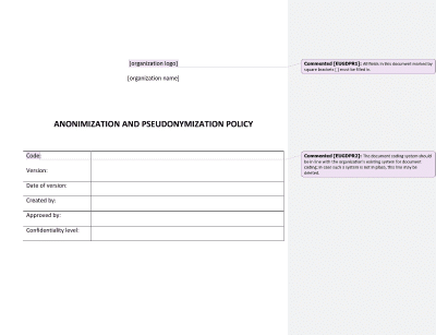 Anonymization and Pseudonymization Policy - Advisera